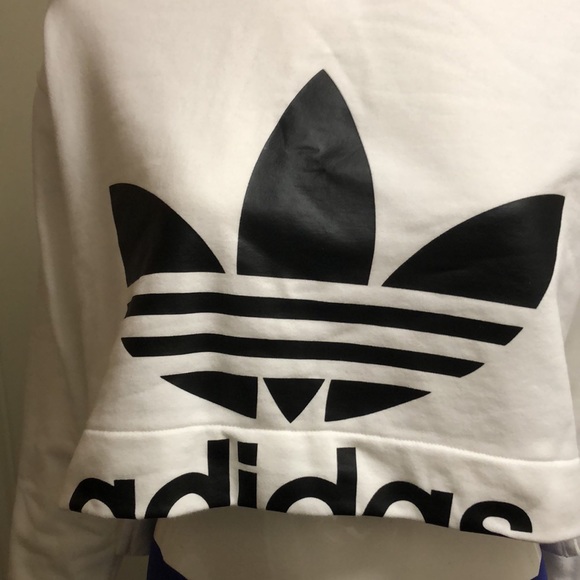 Woman’s Adidas Cropped Logo Sweat Shirt - Picture 4 of 5